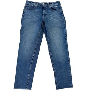 Talbots Everyday Relaxed Jean Womens Size 6 Blue Denim Frayed Hem Distressed